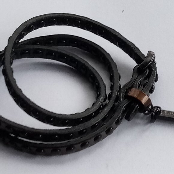 Burberry Leather Wrap Bracelet black bronze made in Italy - Picture 6 of 6